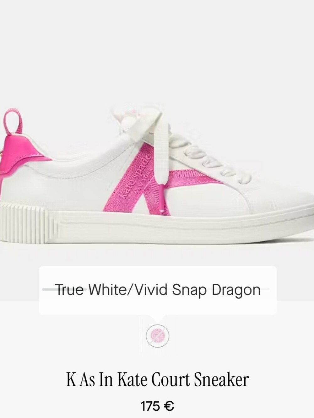 Kate Spade K As In Kate Signature Pink Ehite Low Top Sneaker NEW